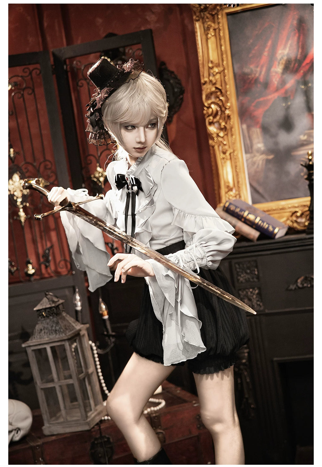 【予約販売】夜鴉 皇子系ゴシックブラウス＆パンツセット