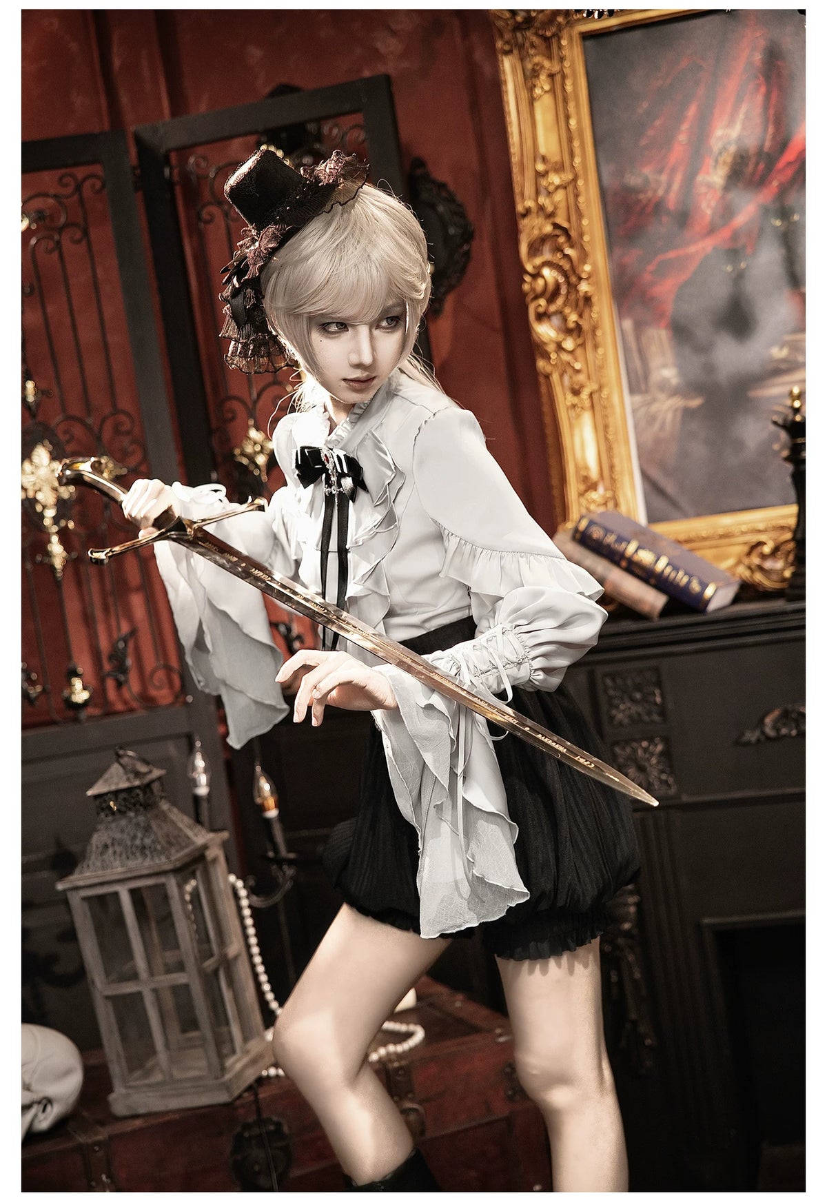 【予約販売】夜鴉 皇子系ゴシックブラウス＆パンツセット