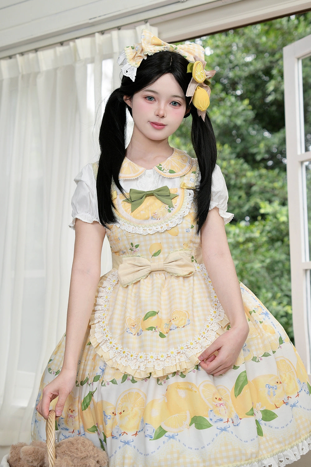 【予約販売】Lemon Sweetie プリントジャンパースカート・ミドル丈