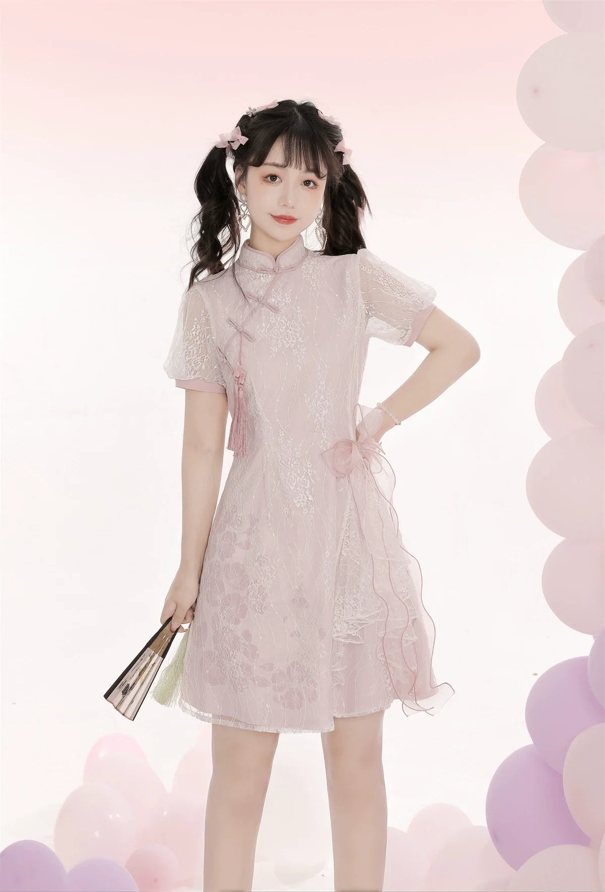 Peach Blossom ピンクリボンチャイナドレス