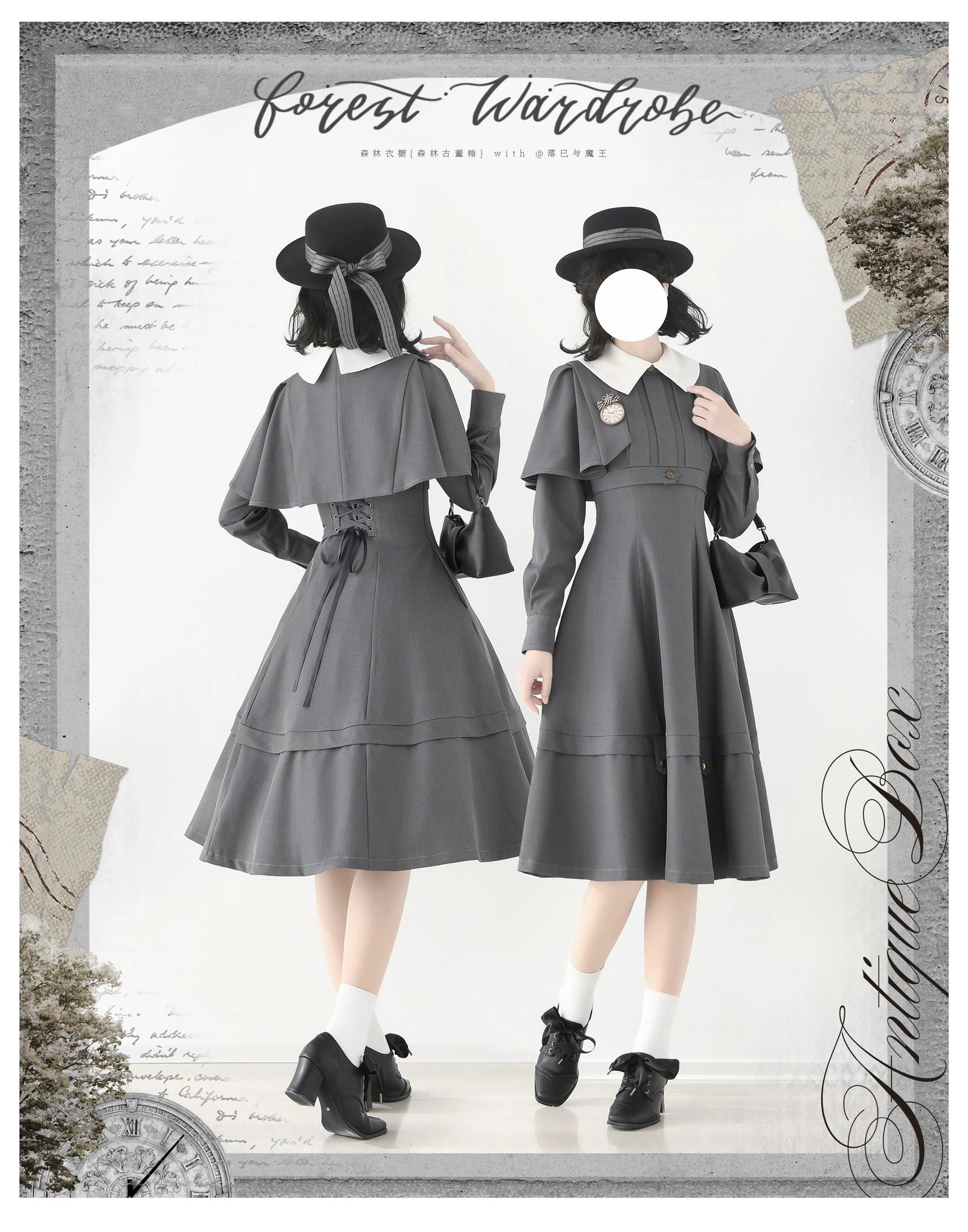 Forest Antique Box ケープ付きワンピース – ロリータファッション通販 Forest Antique Box ケープ付きワンピース – ロリータファッション通販