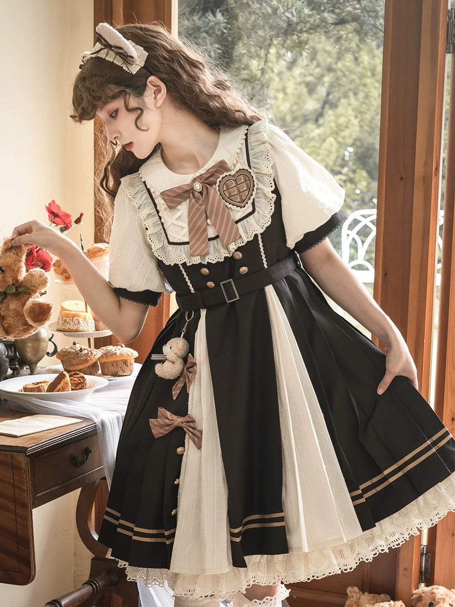 Chocolate Workshop ウエストベルト半袖ワンピース