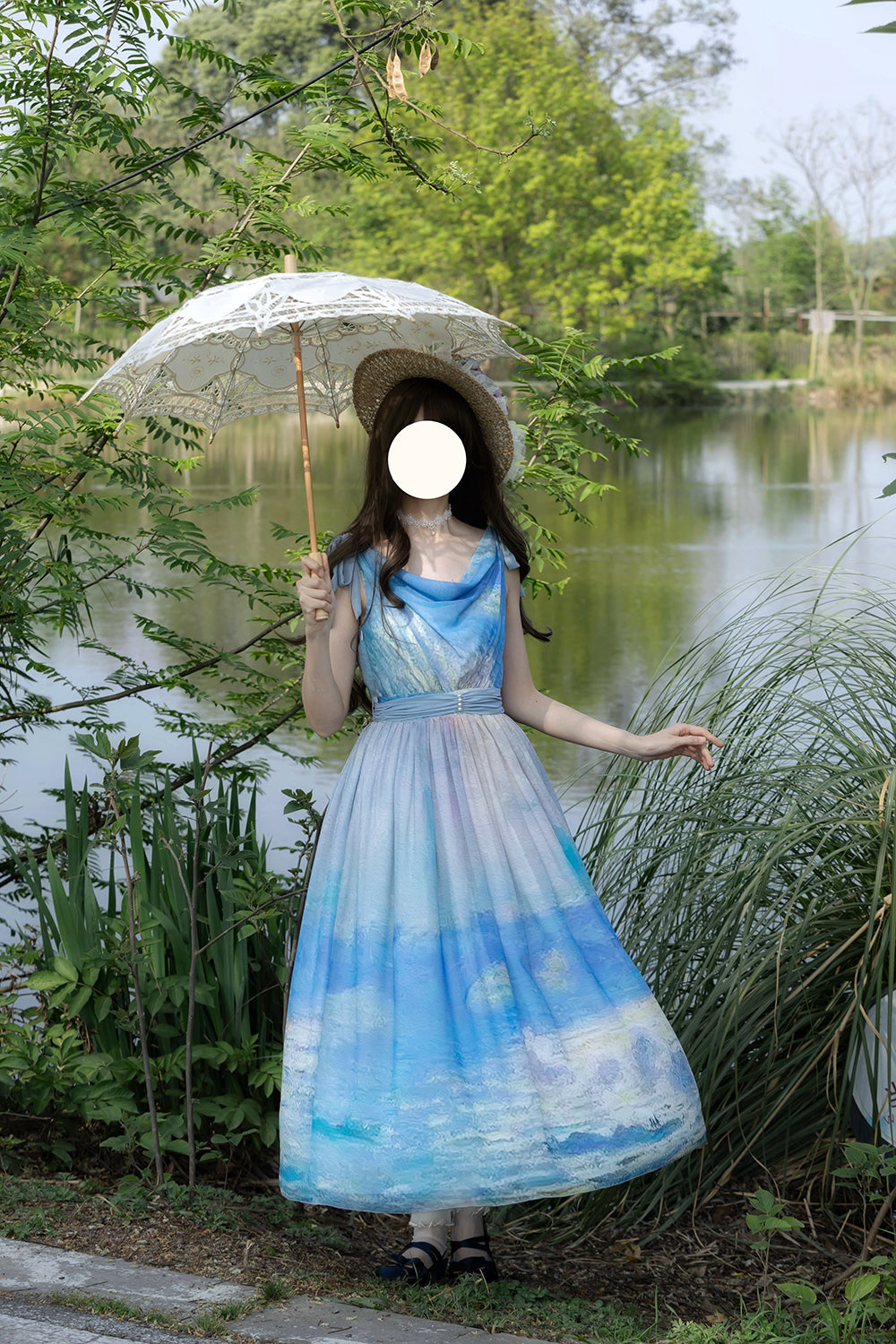 【予約販売】Elegance Greek 油彩画風プリントジャンパースカート・新色