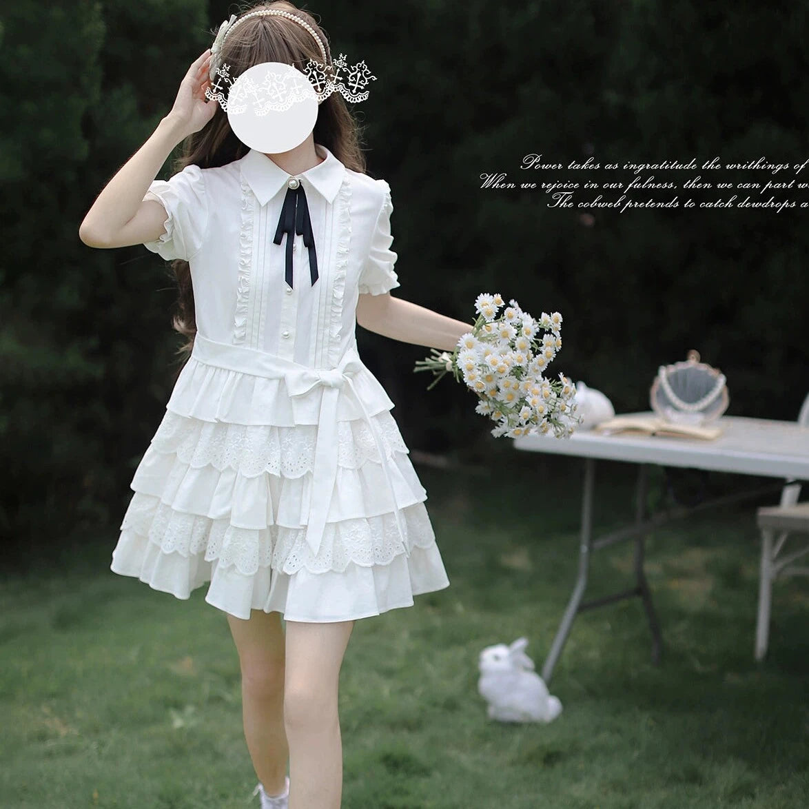 Dorothy Pure white tiered dress