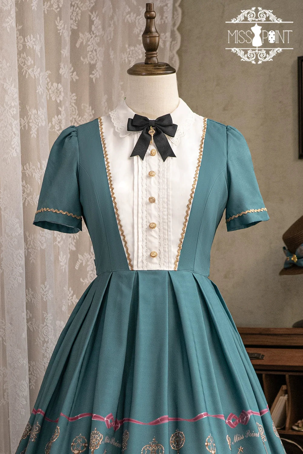 【予約販売】秘密の鍵 アンティーク半袖ワンピース