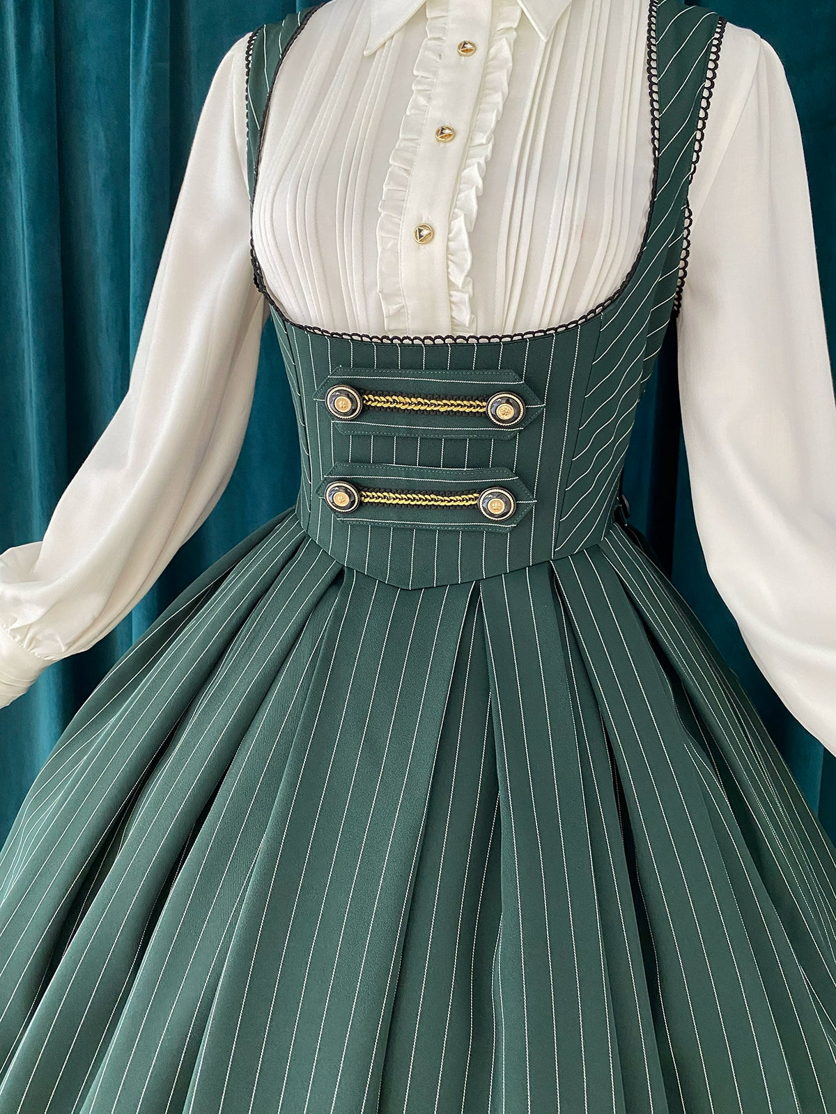 [Pre-orders available until 9/29] Bright Moon Corset Jumper Skirt Stripe [Green]