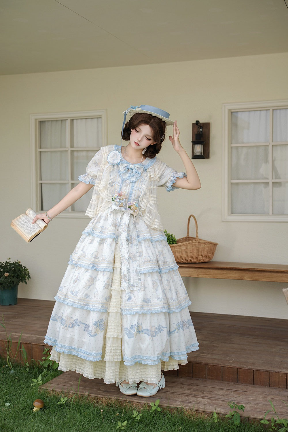 【受注予約6/11まで】花便りのこひつじ ラグジュアリーワンピース・ロング丈