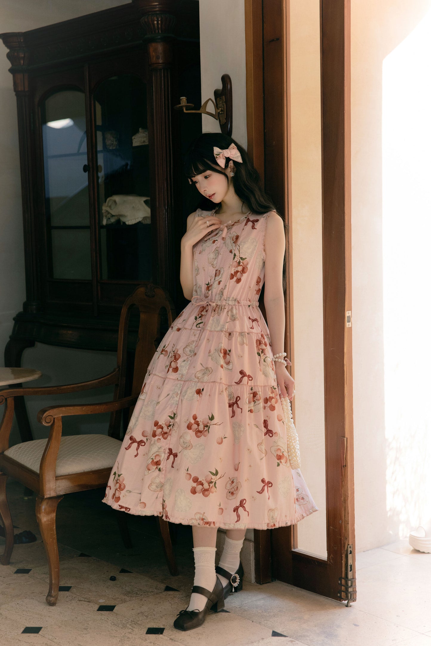 【受注予約1/22まで】Litchi Tea プリントジャンパースカート