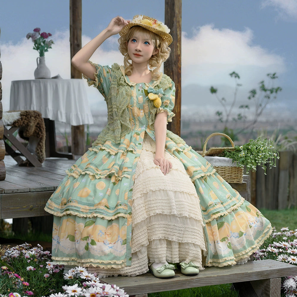 【予約販売】Lemon Sweetie プリント半袖ワンピース・ラグジュアリータイプ
