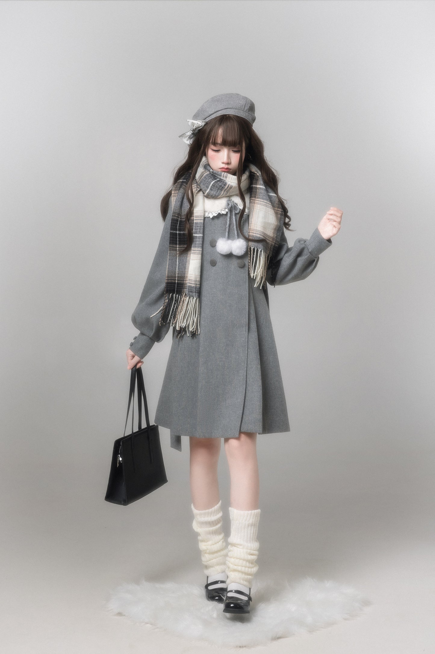 Miss Gray ふわふわ襟付きコート