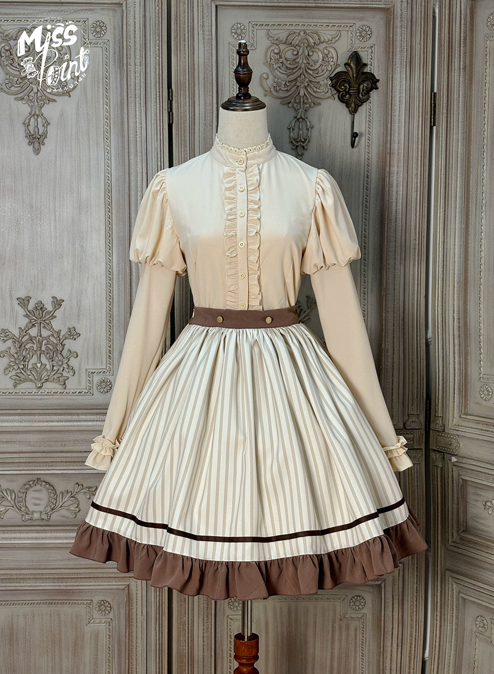 【予約販売】Classic Chocolat Stripe ストライプスカート・ショート丈