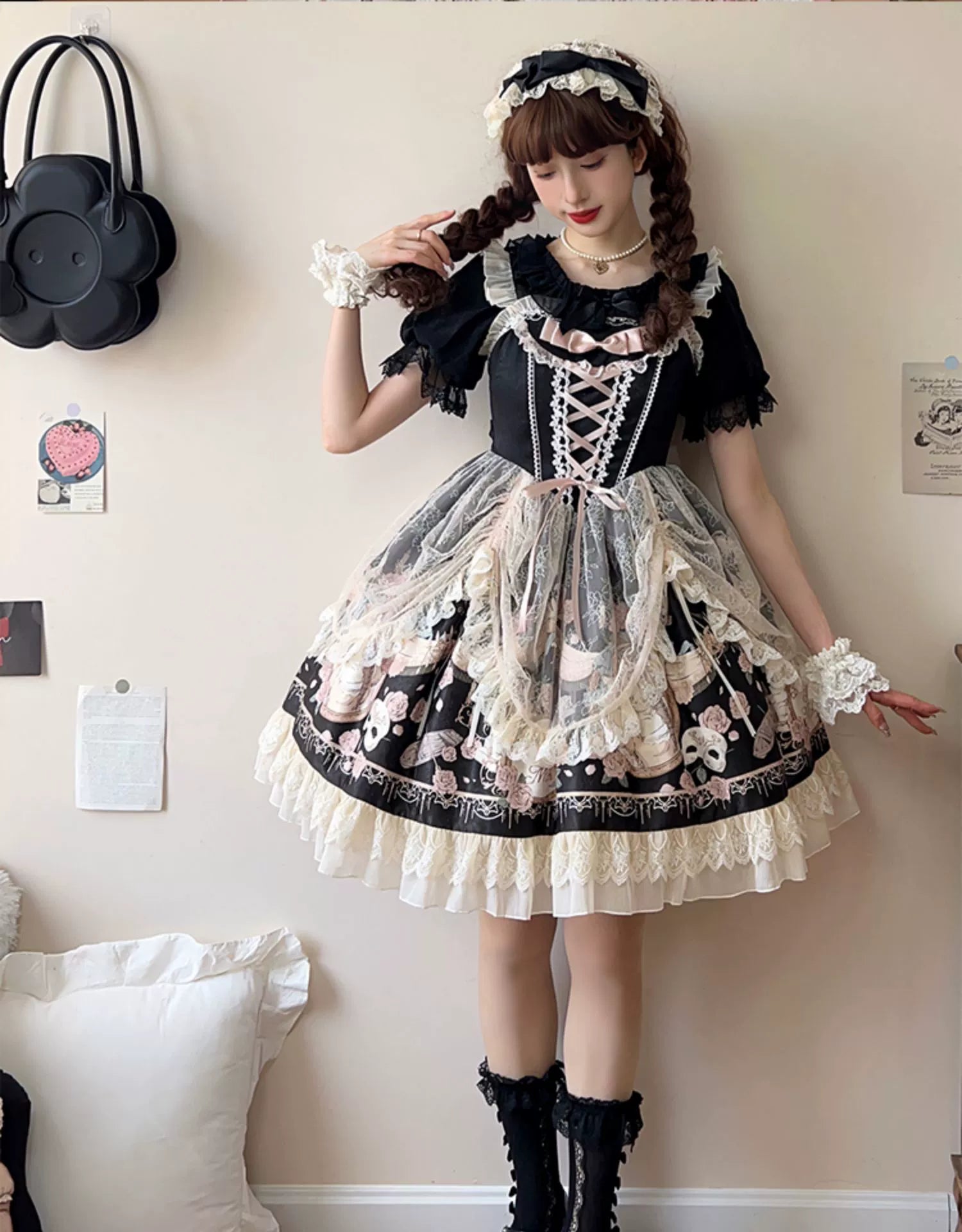 【予約販売】プロローグ 薔薇とフリルのジャンパースカート