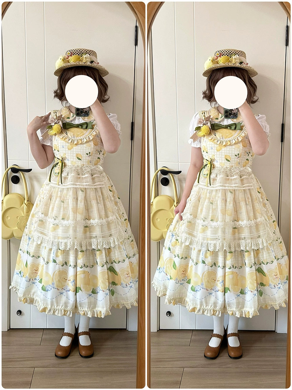 【予約販売】Lemon Sweetie プリントジャンパースカート・ロング丈