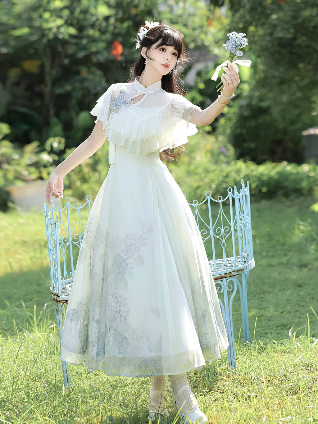 紫陽花玻璃 華ロリ ジャンパースカート＆ボレロセット・ロング丈