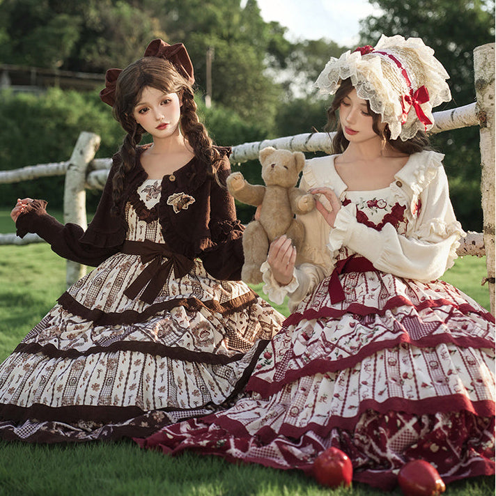 秋色のフローラルジャンパースカート