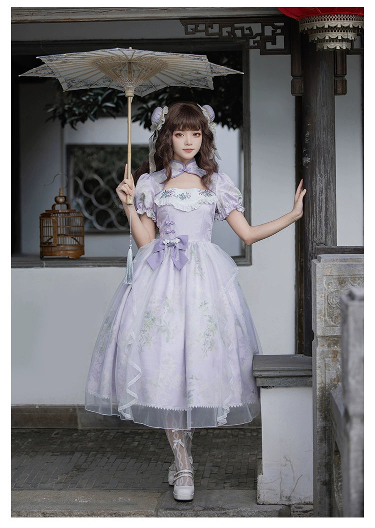 Lilac embroidery Mao collar Hana Lolita dress