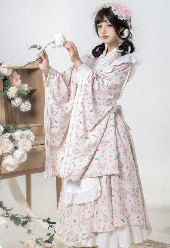 花紀行 和ロリメイド風 エプロン付ワンピース ロング丈