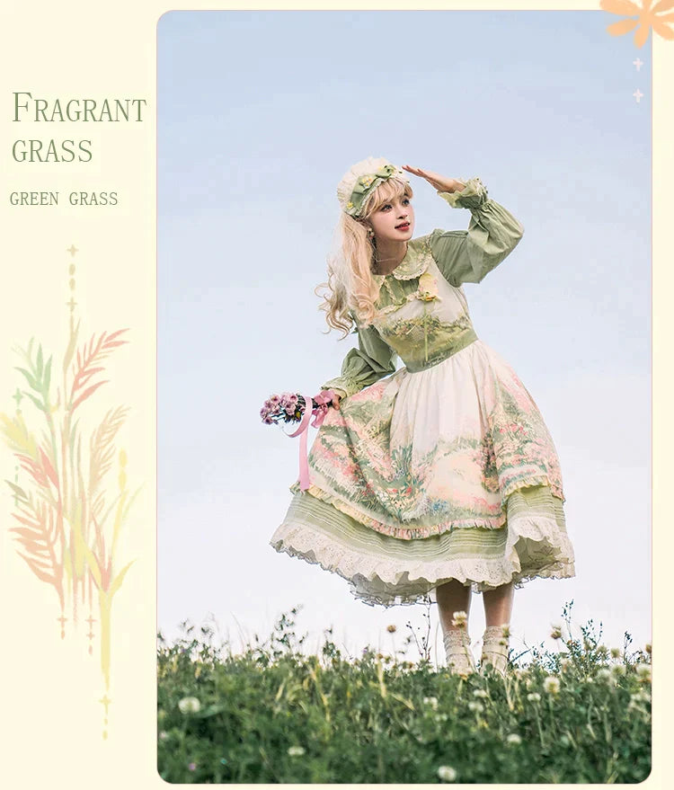 【再販・受注予約2/12まで】Fragrant Grass プリントジャンパースカート