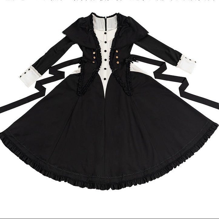 【受注予約12/3まで】漆黒の秒針 長袖ワンピース・ロング丈