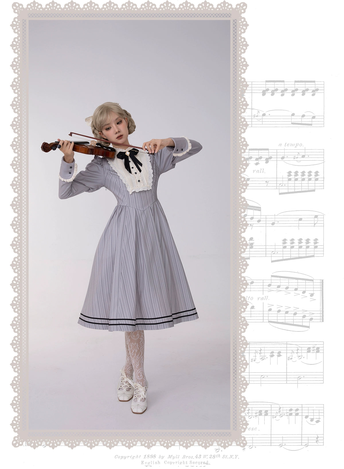 [Pre-orders available until 10/16] Fog City Morning Bell Classical Dress - Grey