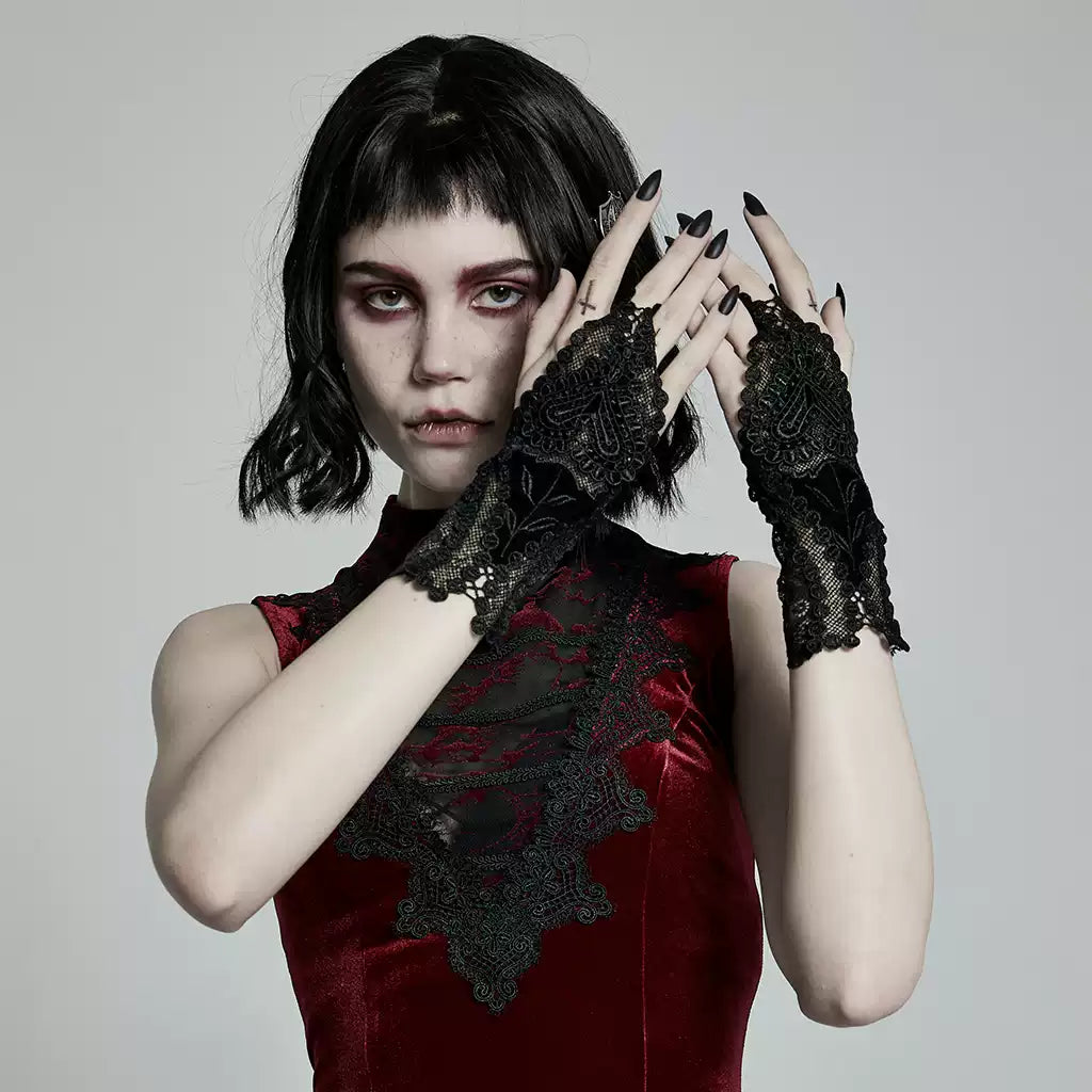 【Punk Rave】ゴシックレース アームカバーグローブ | Dark Lace
