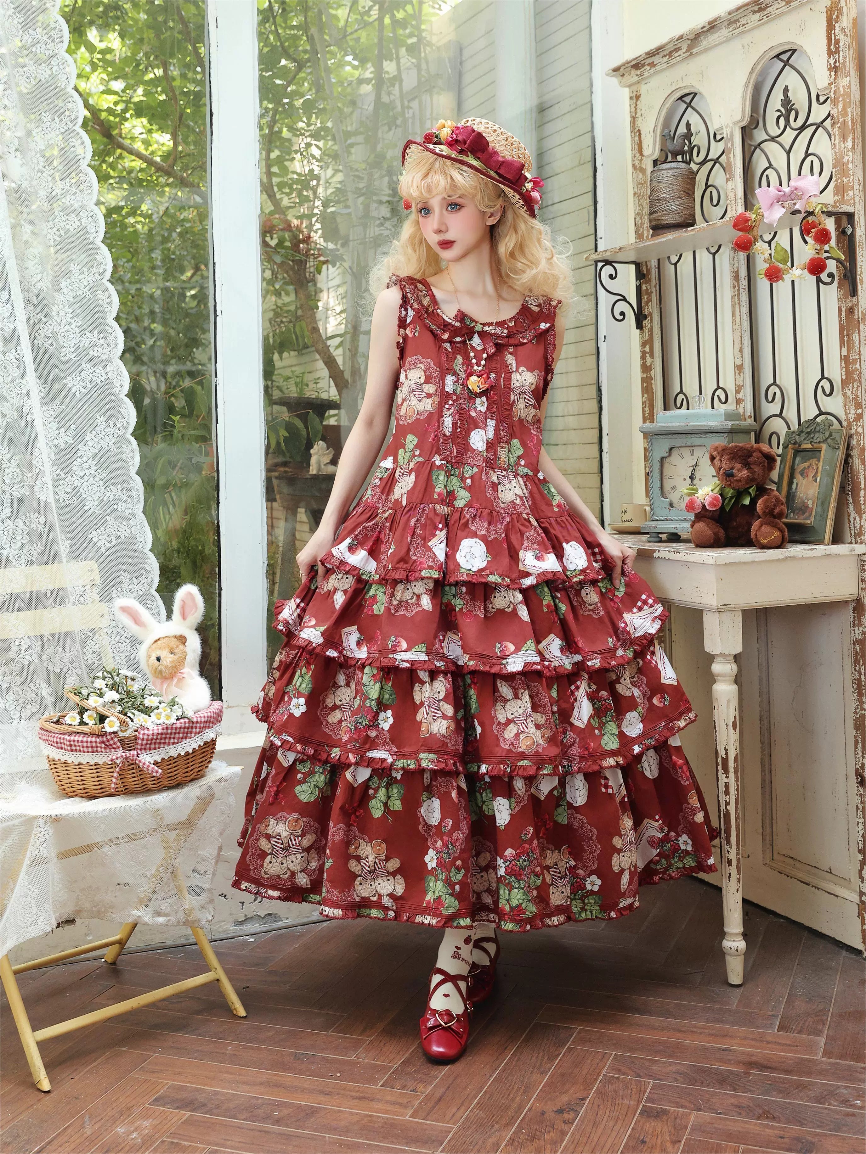 【再販・受注予約5/18まで】Camellia Berry ジャンパースカート ティアードタイプ・ロング丈