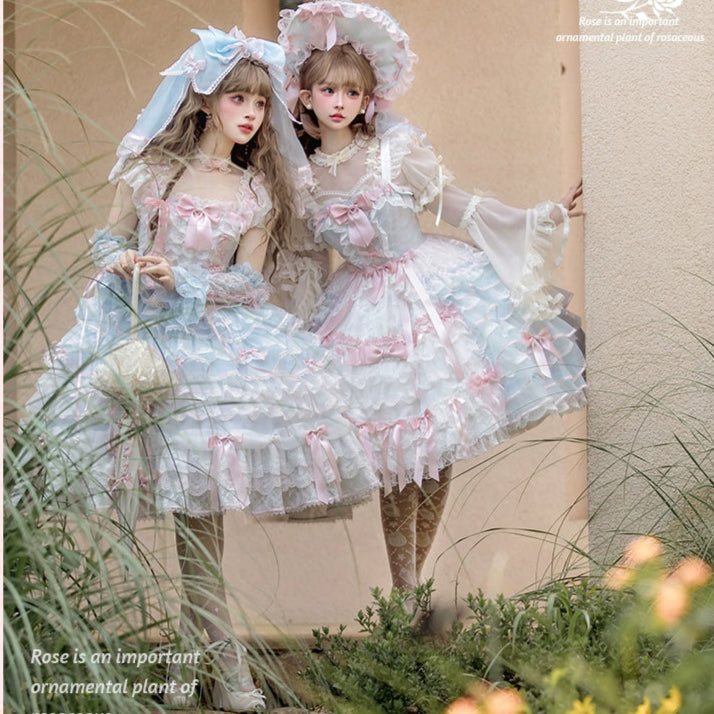 【受注予約8/6まで】Rose Courtyard レースとリボンのジャンパースカート・新色