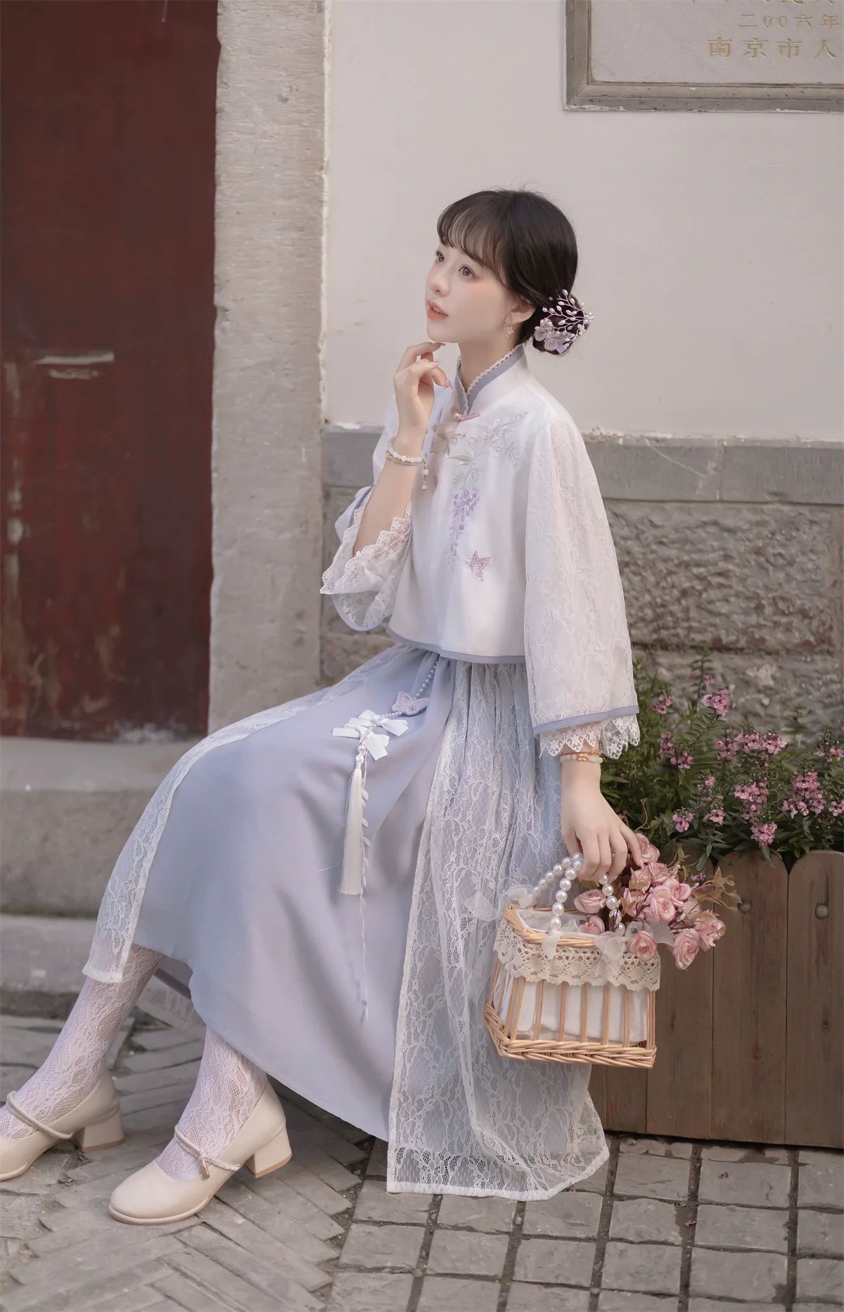 Wisteria 蝶と藤の華ロリセットアップ