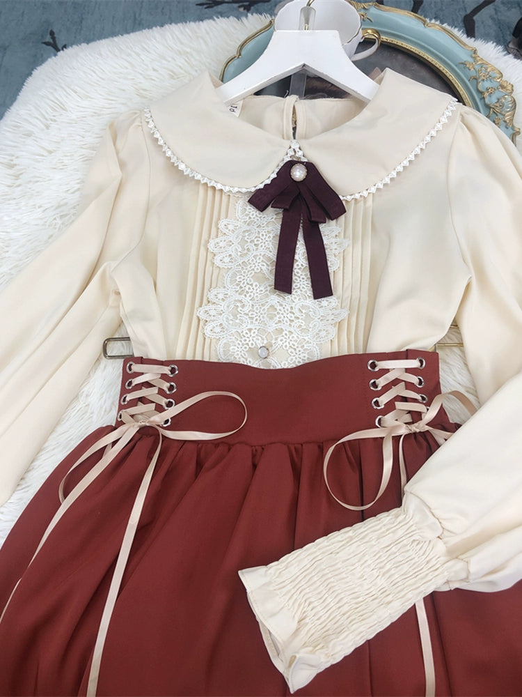お嬢様風レトロクラシカルセットアップ 【長袖タイプ】 全7色