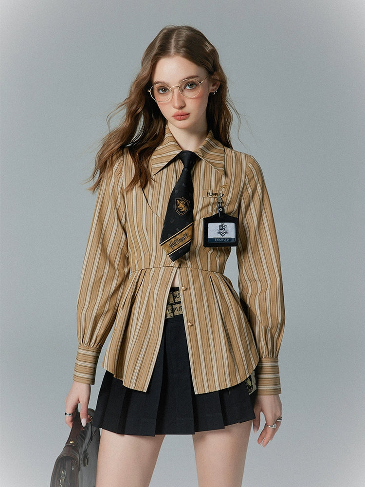 [Pre-order] Hogwarts School of Witchcraft and Wizardry Fake Two Piece Striped Blouse