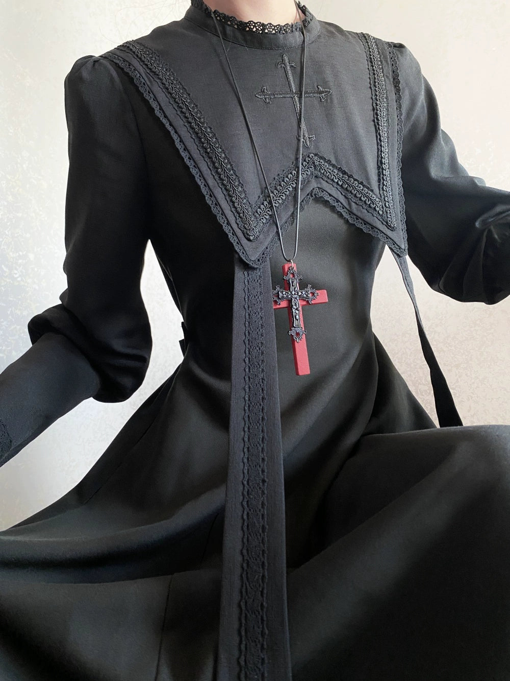 [Pre-orders available until 10/16] Pray on a Moonlight Night Dress, Black, Long Length