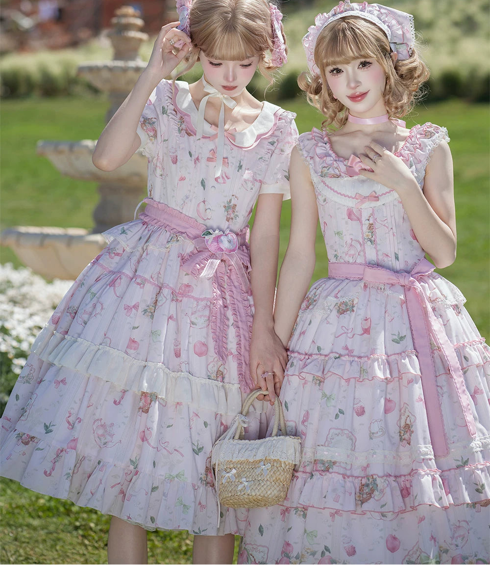 【受注予約9/2まで】Natural Apple Tea ガーデンジャンパースカート・ピンク