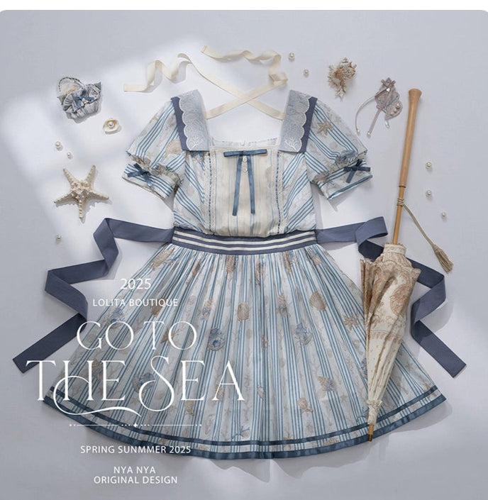 【受注予約5/13まで】Go To the Sea 刺繍ワンピース・ショート丈