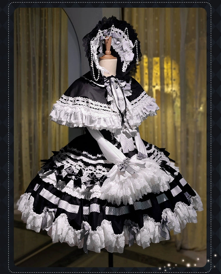 [Pre-orders available until 12/11] Concerto Out of Order Monotone Sweet Lolita Jumper Skirt Full Set