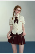 [Pre-order] Hogwarts School of Witchcraft and Wizardry Lined Waist Shaved Short Sleeve Blouse