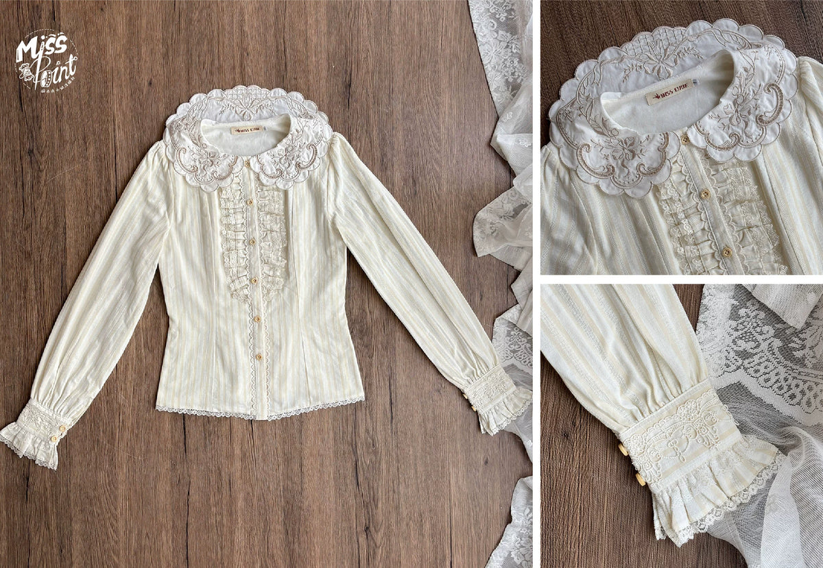 【受注予約10/20まで】Susan Garden 刺繍襟ブラウス