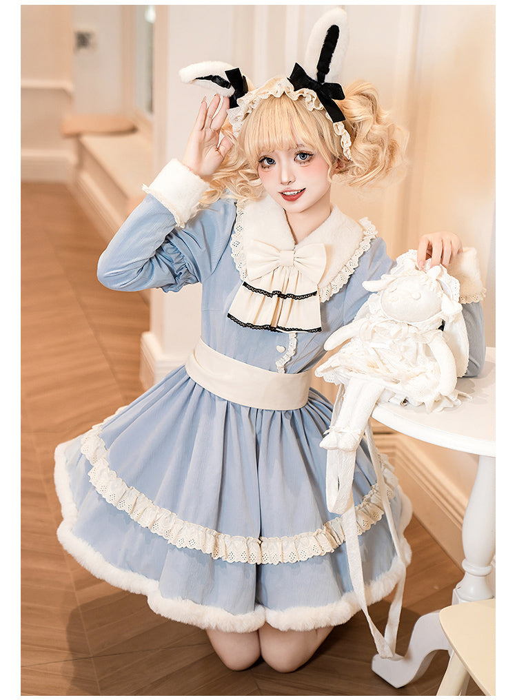 うさ耳アリス エプロン付きティアードワンピース7点セット