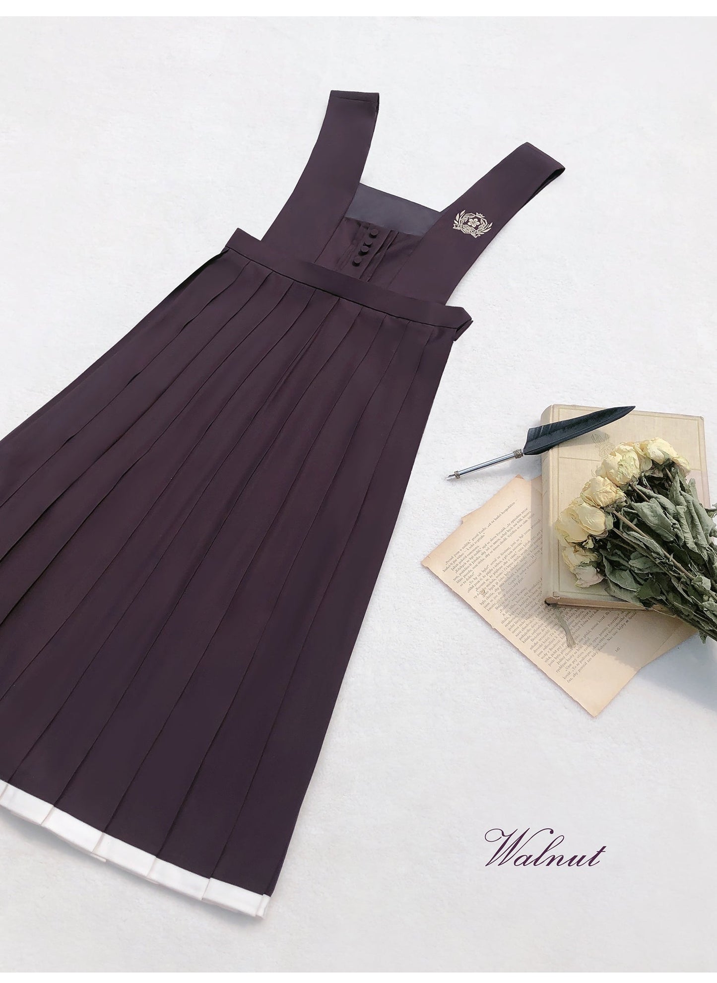 Japanese-style deep purple jumper skirt, haori, and blouse 5-piece set