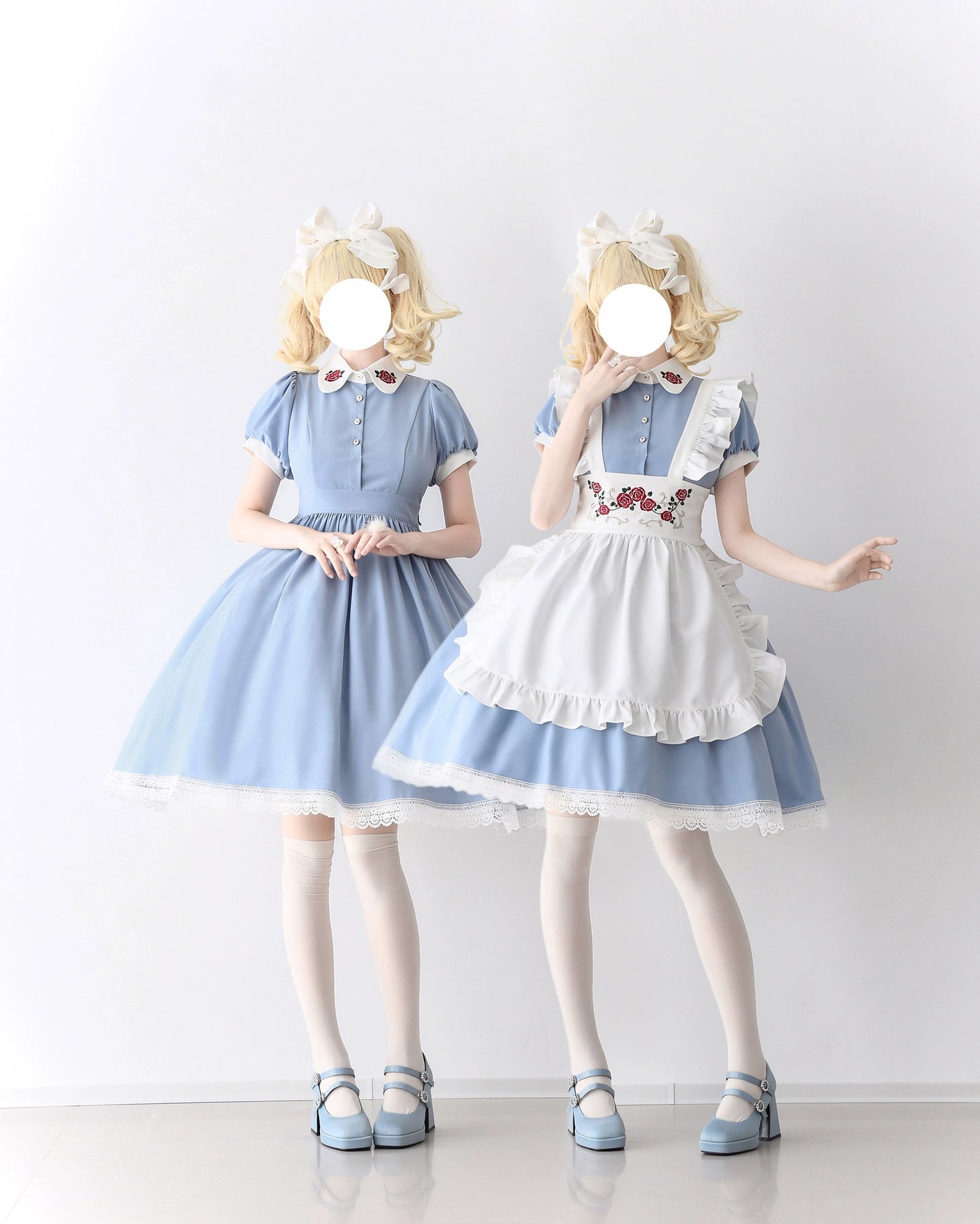 [Resale/Pre-orders until 9/3] Maid-style dress with red rose embroidery and apron