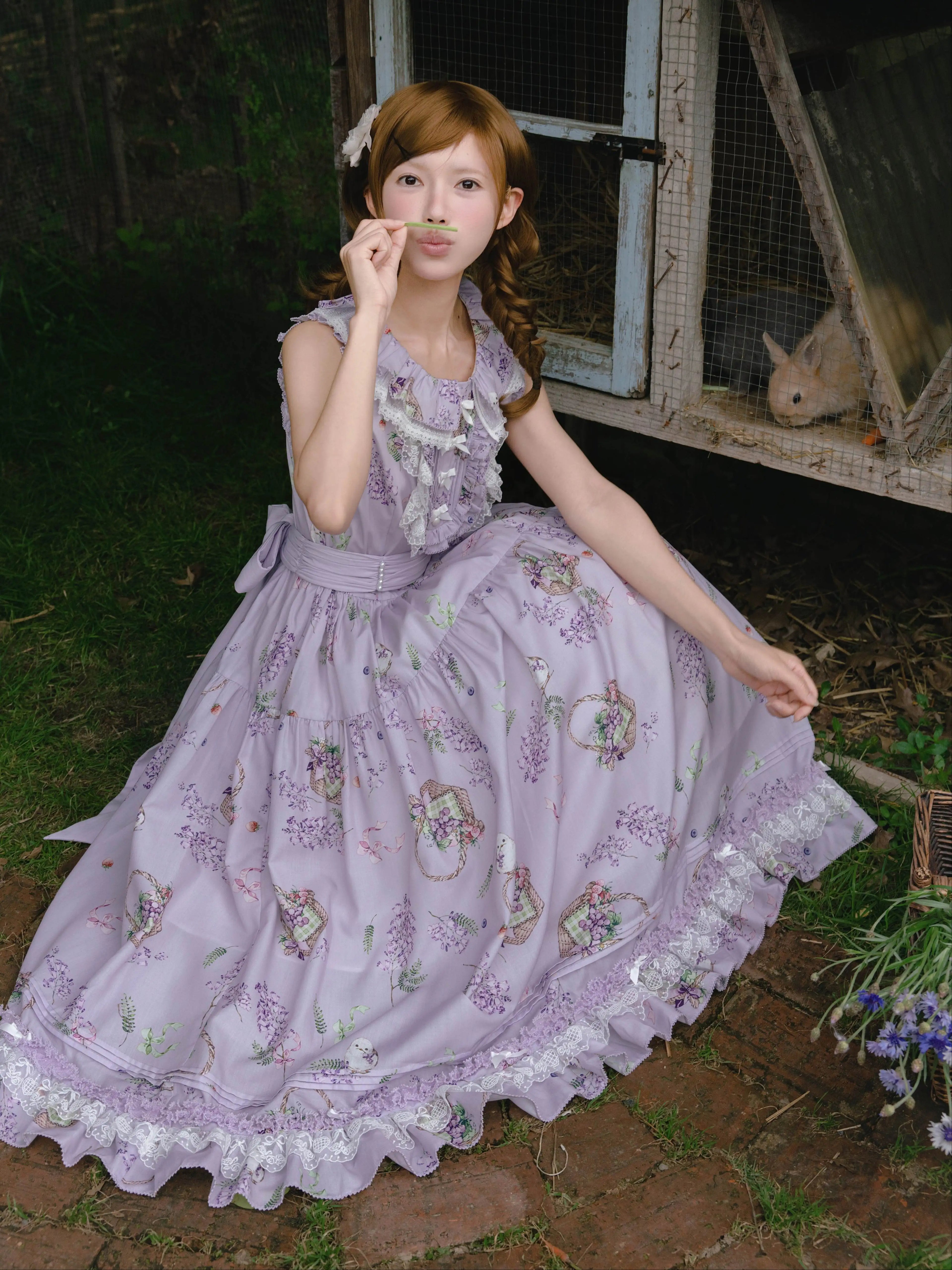 【受注予約8/17まで】Flower and Fruit Basket ジャンパースカート