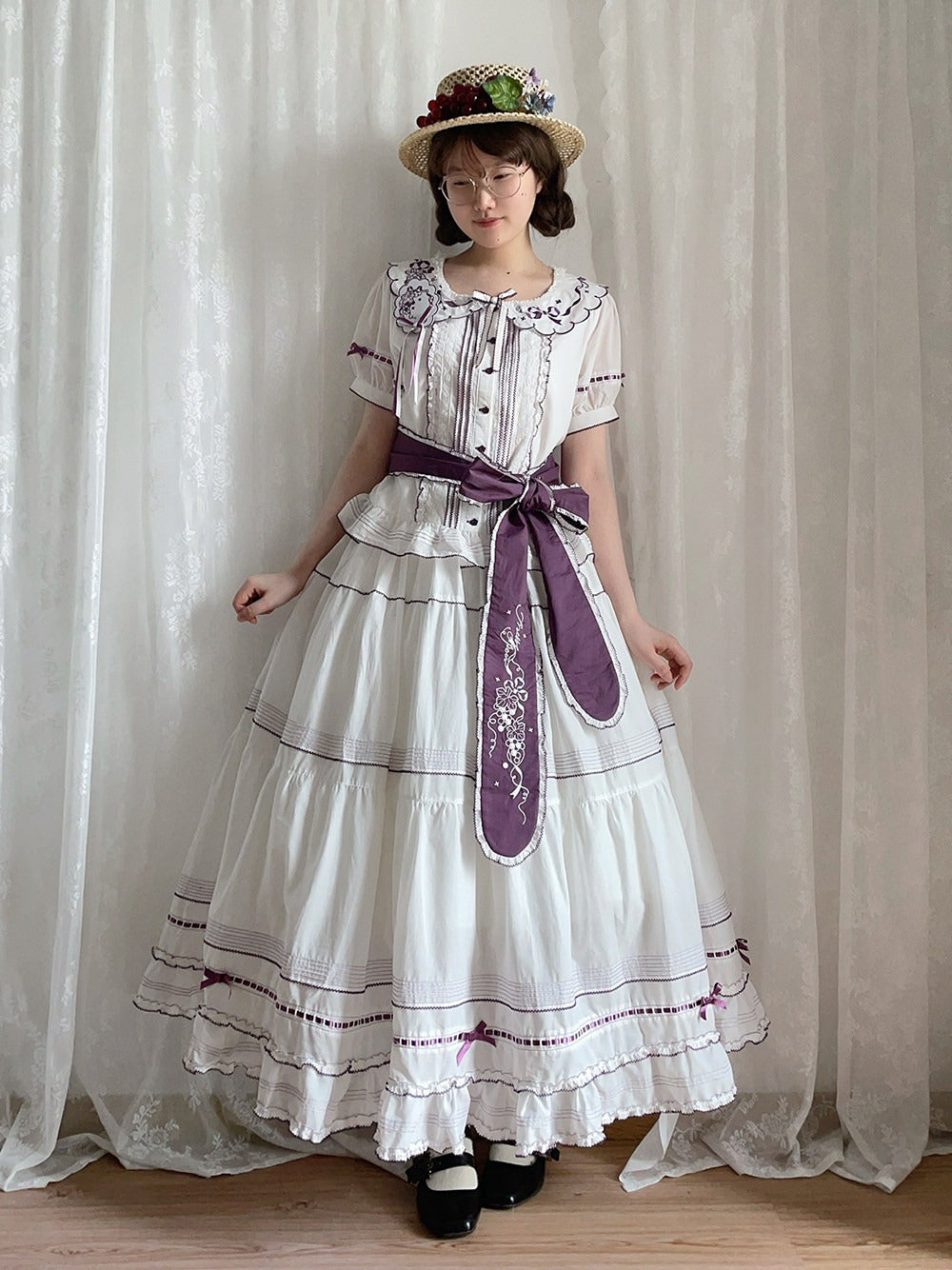【受注予約7/22まで】四季の果樹園 刺繍襟ブラウス