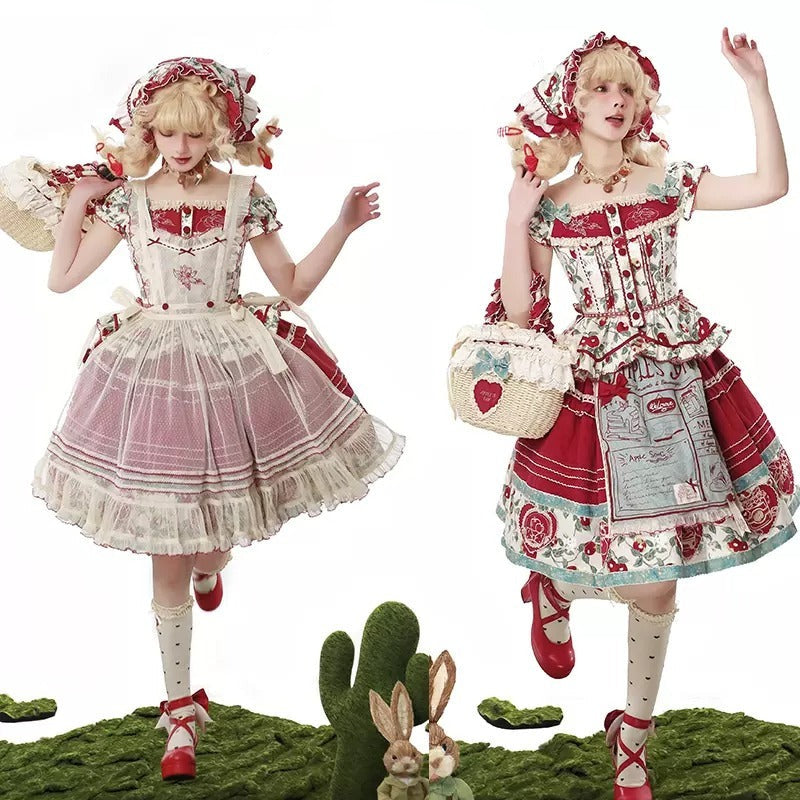 【販売期間終了】Apple Paradise トップス＆スカートのセット・ショート丈