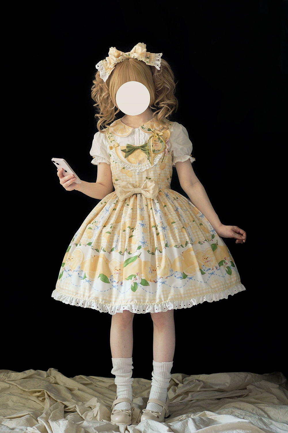 【予約販売】Lemon Sweetie プリントジャンパースカート・ミドル丈