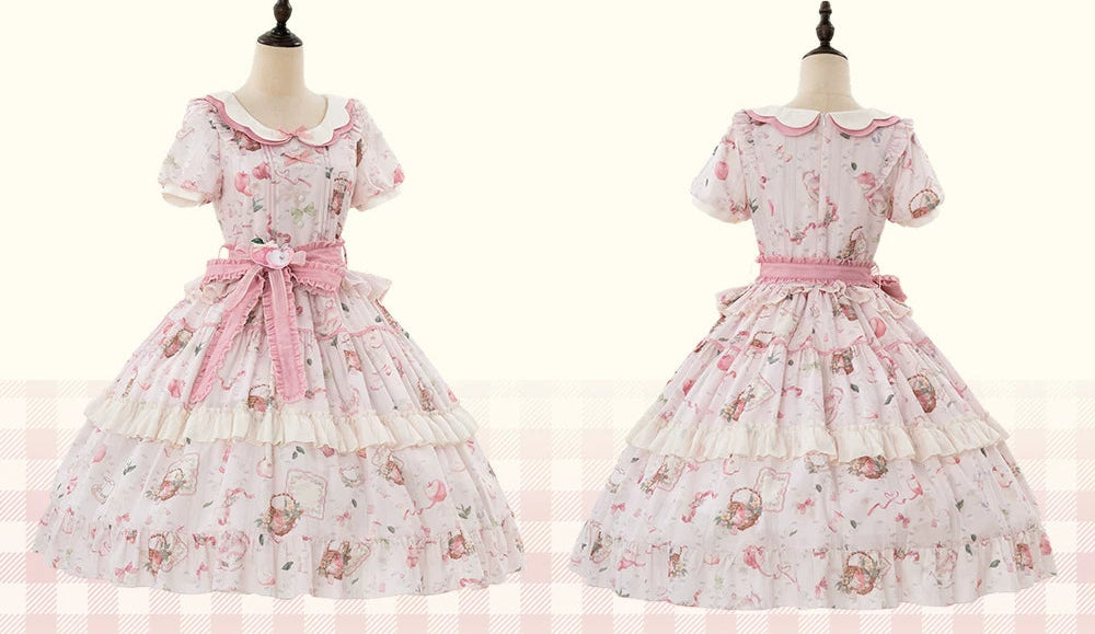 【受注予約9/2まで】Natural Apple Tea ガーデンワンピース・ピンク
