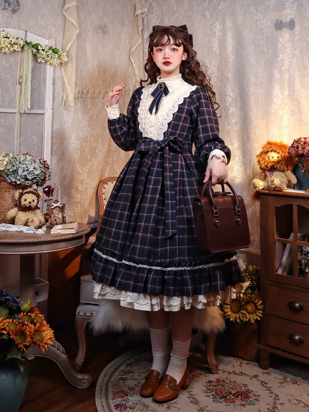 [Pre-order] British Classical Lolita Warm Check Dress