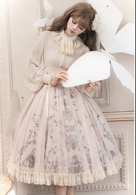 【受注予約11/19まで】Butterfly and Bone プリントスカート