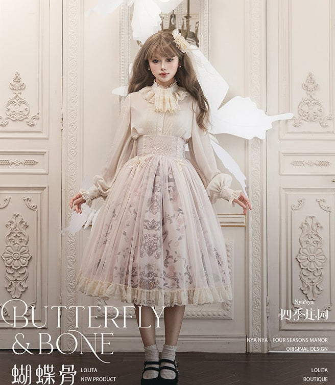 【受注予約11/19まで】Butterfly and Bone プリントスカート