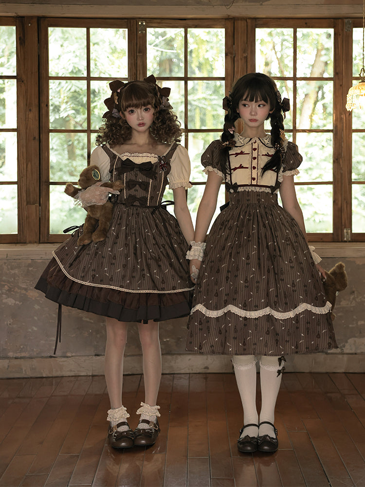 Bear Balloon スクエアネックフェイクレイヤードワンピース
