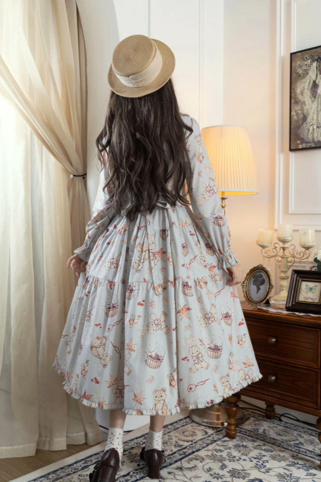 [Pre-orders available until 11/4] Autumn Rabbit Bear One-piece dress and jumper skirt simple version