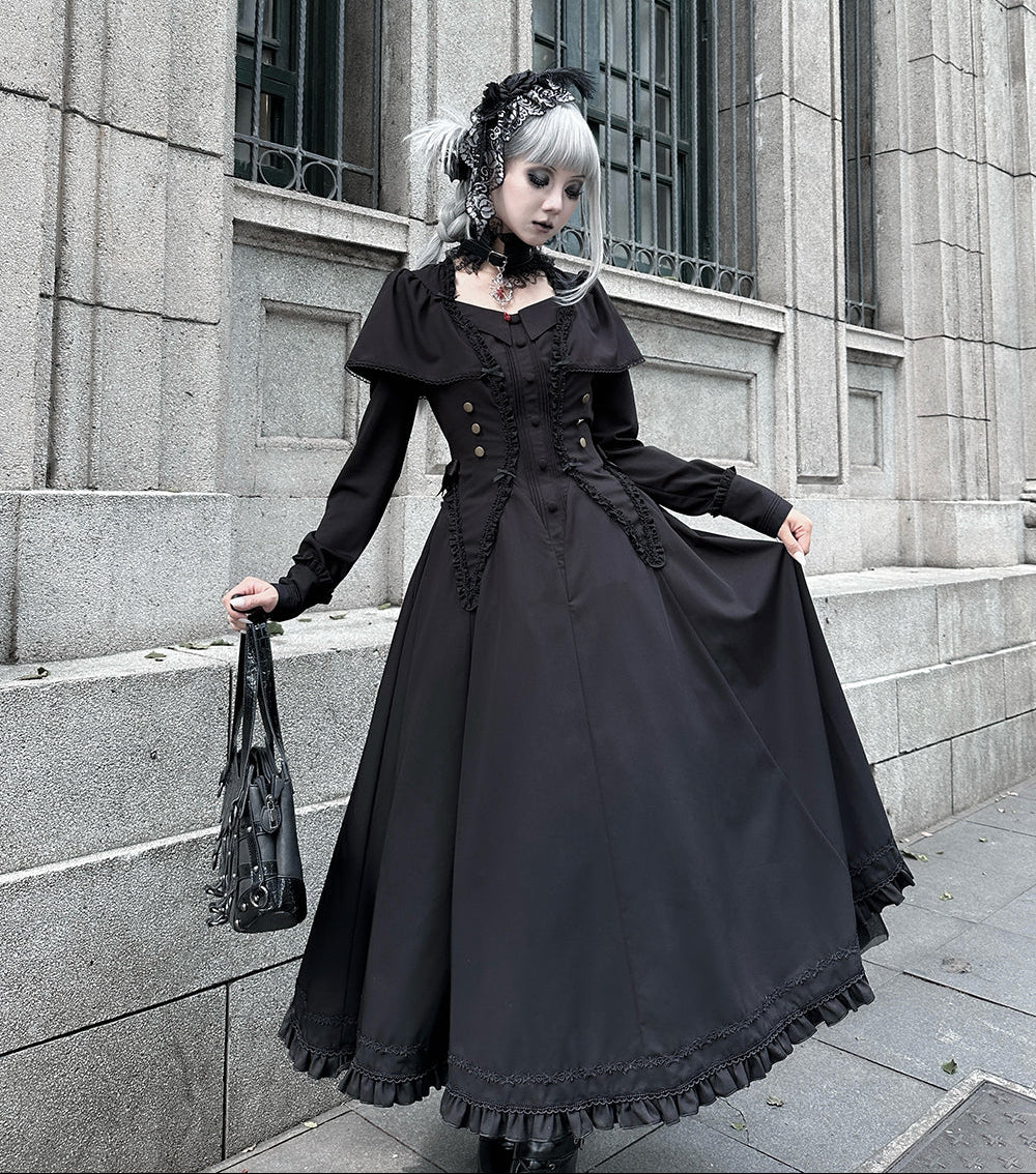 【受注予約12/3まで】漆黒の秒針 長袖ワンピース・ロング丈